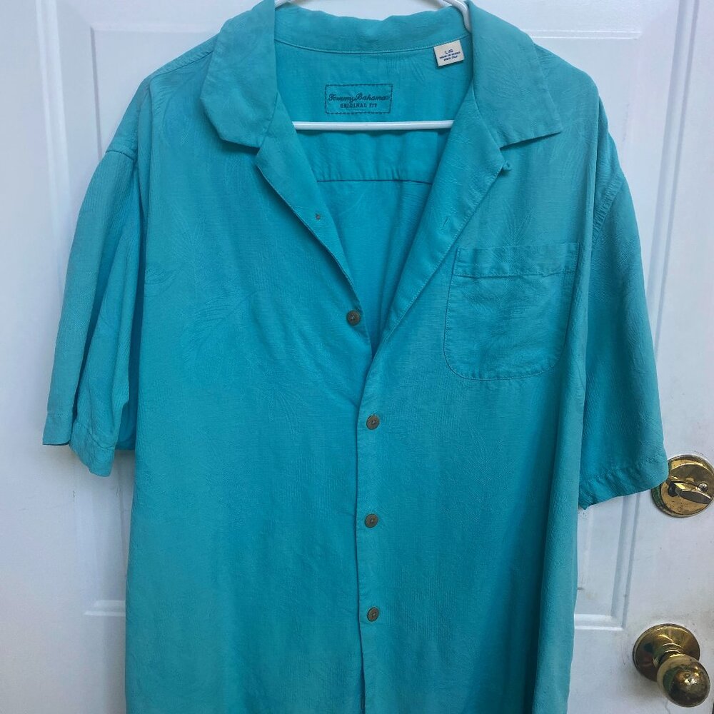 Tommy Bahama Shirt Men’s L Blue Short Sleeve Button Down Shirt